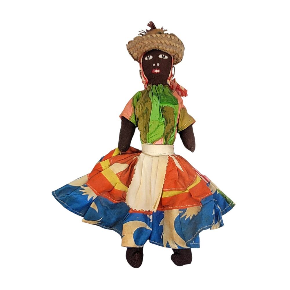 Vintage Folk Art Cloth Souvenier Doll Africa African Ethnic Handmade 12" M3